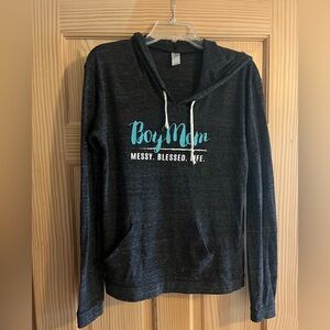 Boy Mom Black Hoodie Front pocket Size Large